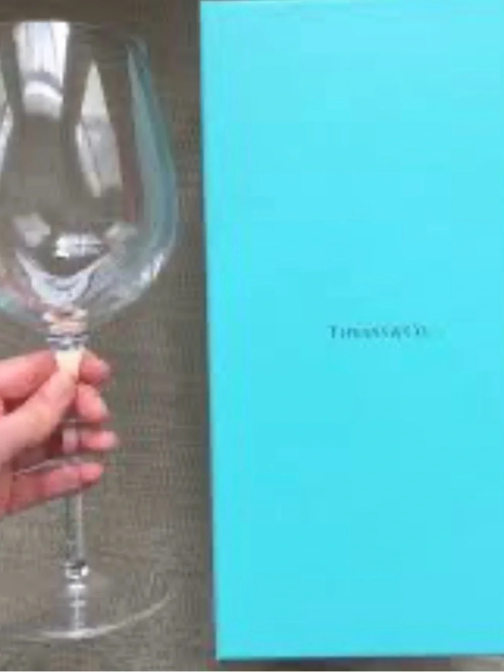 Tiffany & Co. Blue Crystal Wine Glasses with Signature Blue Box 2 set